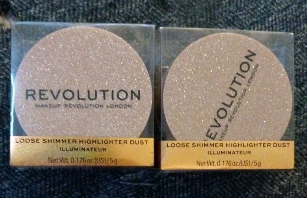 Pair 2 Pack Makeup Revolution Loose Shimmer Highlighter Dust Rose Quartz NIB